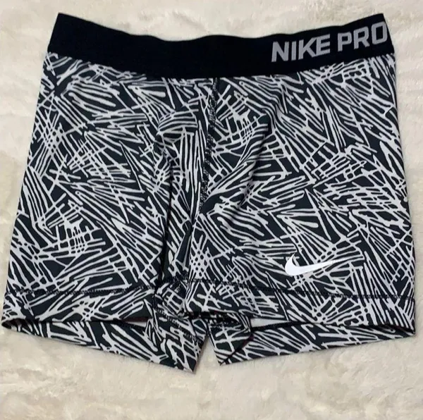 Black and White Zebra Print Nike Pro Shirts - Image 2