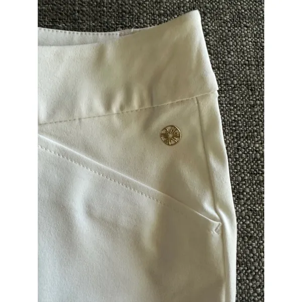 Lilly Pulitzer Cameron Luxletic White Stretch Pants Womens 8 Gold Button GolfEUC - Image 2