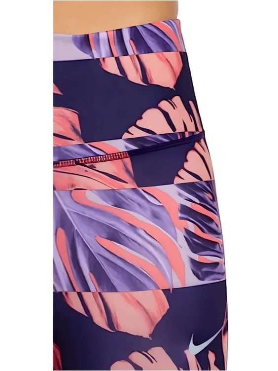 Nike DRI-FIT Fast Runway Print Eggplant High Rise Running Tights XS - Image 3