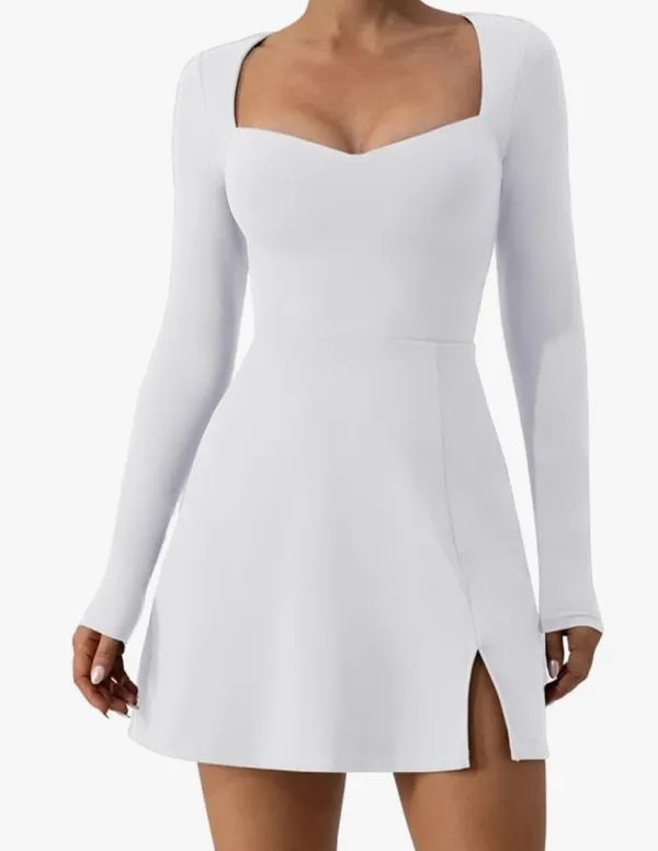 Black Long Sleeve Flare Mini Dress - Image 4