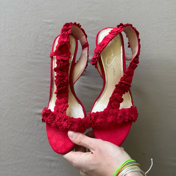 Jessica Simpson Jessin Muse Open Toe Floral Strap High Heels - Image 5