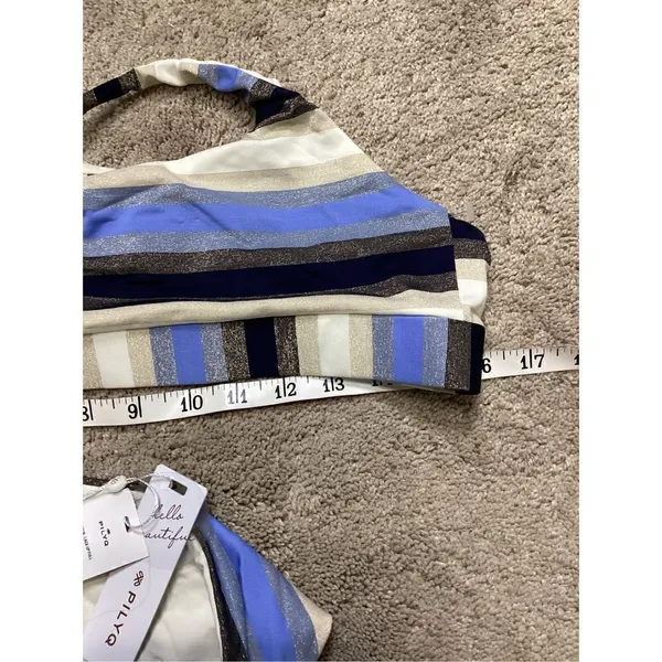 New. PILYQ blue stripe bikini set. L-top/S-bottom - Image 9