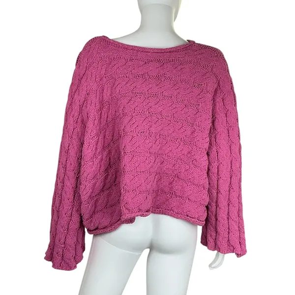POL Pink Cable Knit‎ Oversized Cropped Sweater Size S - Image 9