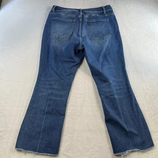 Vervet Plus 18 Jeans High Rise Raw Step Hem Crop Kick Flare Medium Wash‎ Stretch - Image 11