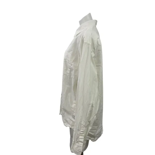 Gap Women's White Cotton Pocket Relaxed Long Sleeve Button Down Shirt Size L - Image 2