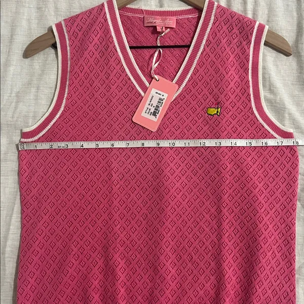 NWT Magnolia Lane Masters Women's‎ Golf Vest Knit Preppy Pink Size Medium - Image 5