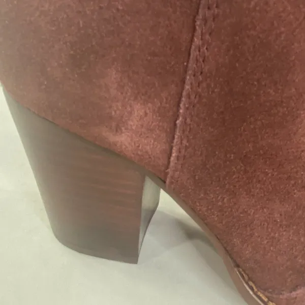 Splendid‎ Suede Ankle Boots Leather Block Heel Western Booties Burgundy Size 5.5 - Image 10