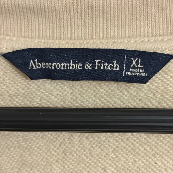 Abercrombie & Fitch Womens XL Colorblock Logo Sweatshirt Cream White Oversized - Image 4