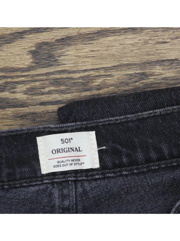 NEW Levi's Original 501 Straight Jeans Button Fly Studded Pocket Black 28x30 - Image 3
