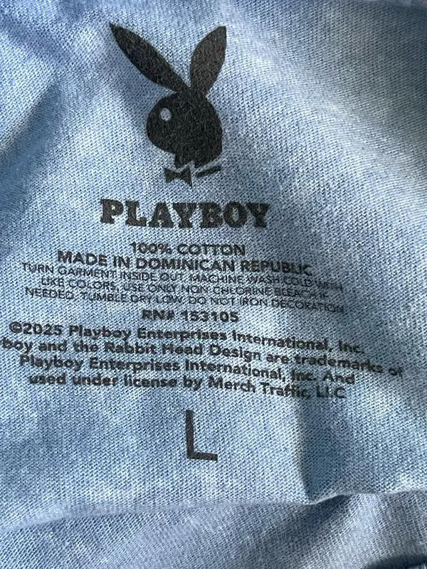 Playboy acid wash blue graphic tee - large - Image 7