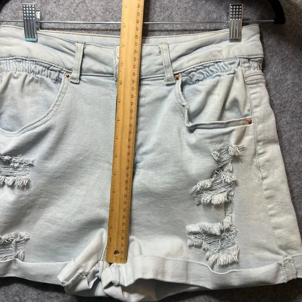 Vanilla Star Denim Shorts Juniors Size 13 Blue‎ Distressed High Waist Cuffed - Image 4