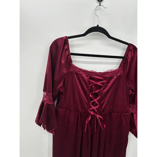 Bloomchic Womens Red‎ Velvet Midi Dress Size 1X NWT Renaissance Witchy Vampire - Image 3