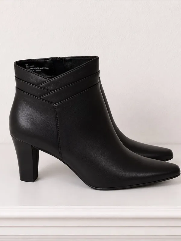 Worthington Madison Black Vegan Leather Block Heel Side Zip Ankle Booties 8 NIB - Image 5