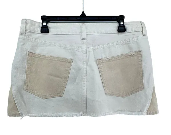 We the Free by Free People Ivory Patched low rise Denim Mini Skirt Size 30. - Image 2