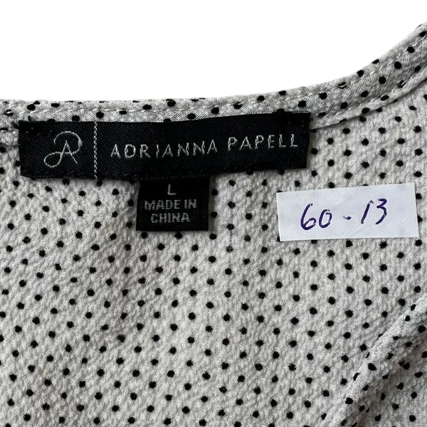 Adrianna Papell White Black Polka Dots Top Women Blouse Size Large | 60-13 - Image 4