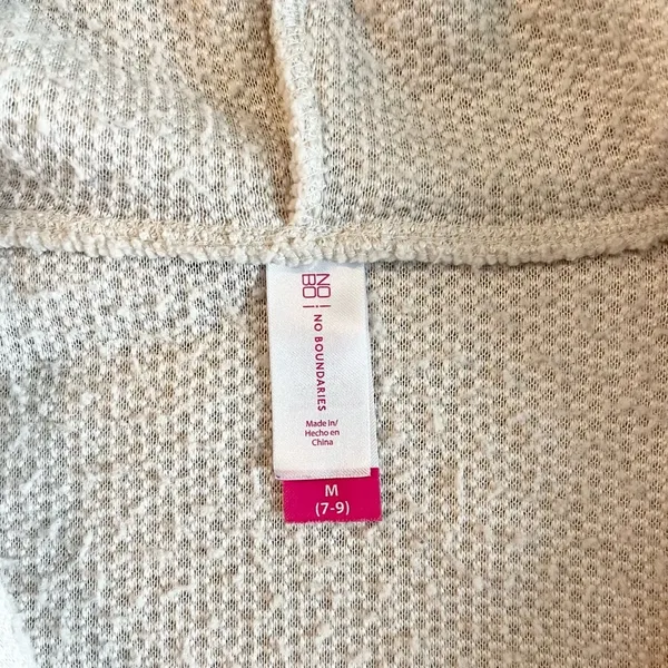 No Boundaries Cream Hooded Quarter Zip Fuzzy Sherpa Sweater Hoodie Size Medium - Image 7