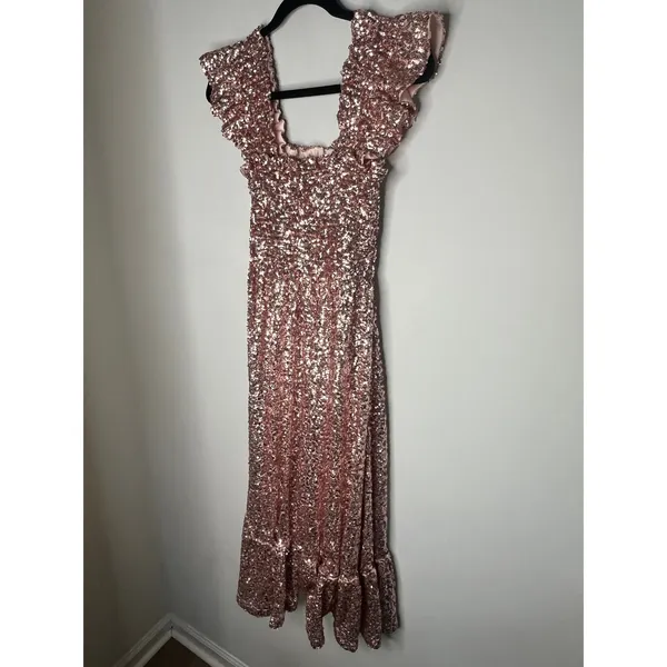 Hill House The Ellie Rose Gold Sequin Nap Dress XXS - Image 5