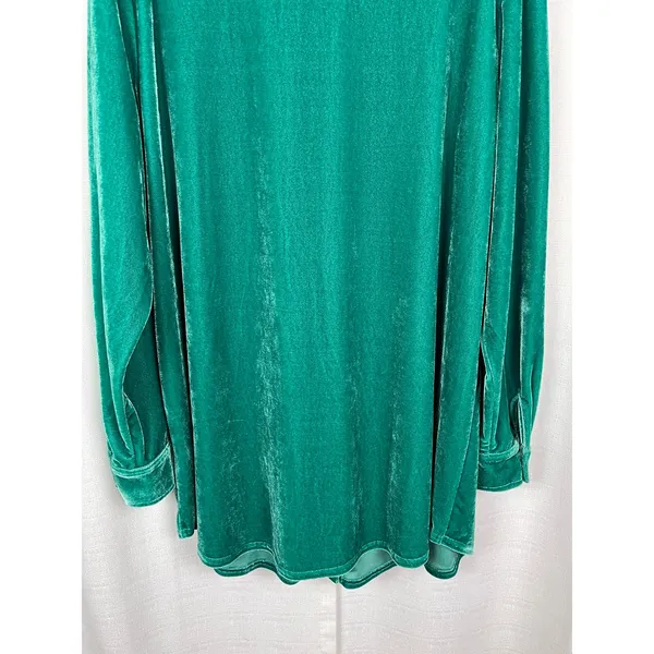Soft Surroundings Green Velvet Button Up Blouse Sz.L - Image 14