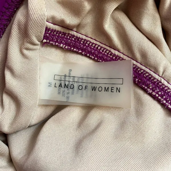 Land of‎ Women One Piece Swimsuit Magenta Purple Lace Up Back Size Medium - Image 3