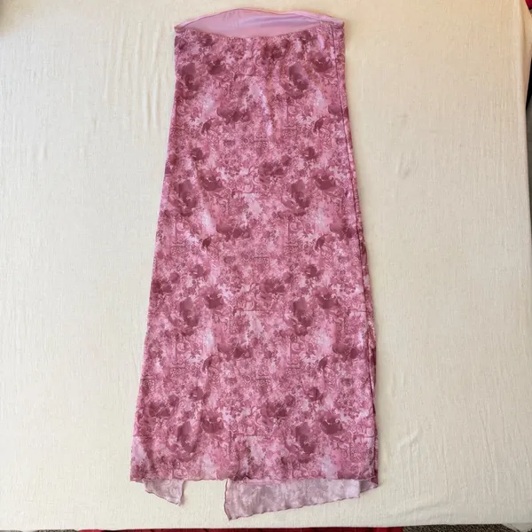 Full Tilt Fairycore Tube Maxi Dress Womens XL Pink Floral Strapless Slit Y2K - Image 11