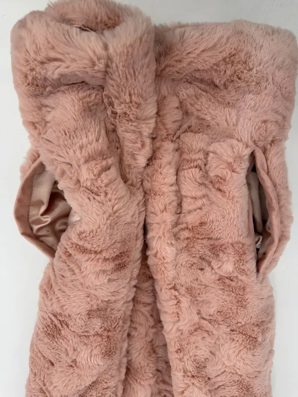 Marc New York Vest Women’s M Pink Faux Fur Zip Andrew Marc Plush Layering READ - Image 14