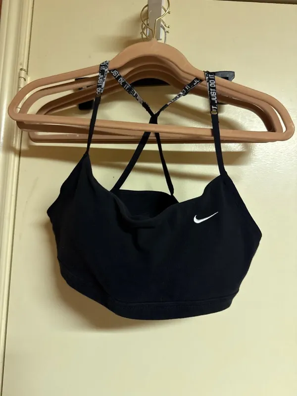Nike Dri-FIT Black Sports Bra With Adjustable Straps & Just Do It Logo. Lightwei - Image 2