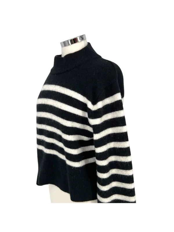 J.Crew Striped Supersoft Sweater Textured Black White Quiet Luxury Size XS - Image 5