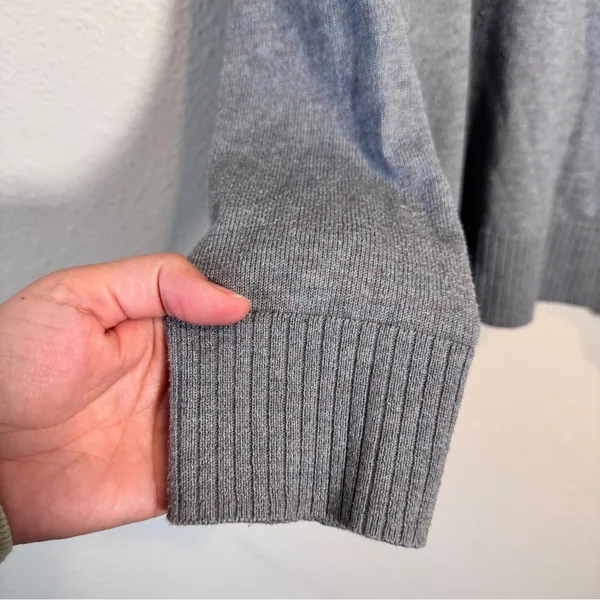 Smartwool Grey Merino Wool Blend V Neck Sweater Womens L Pullover Fall Casual - Image 9