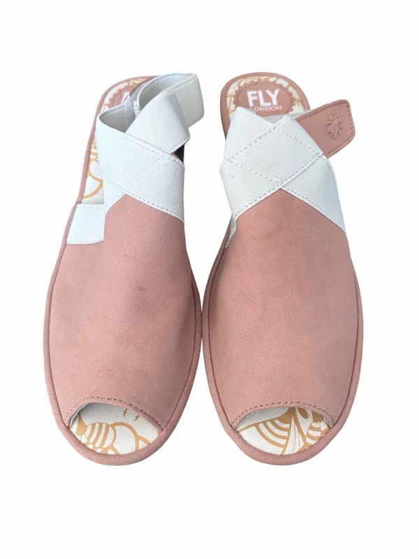 Fly London Wato Peep Toe Slingback Sandals Leather size 39 US 8-8.5 Tan Sand - Image 3