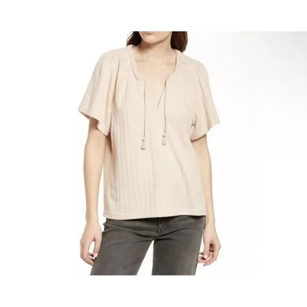 Madewell Women's Size M Medium Pointelle Tie Neck Tunic Avalon Pink‎ Top - Image 6