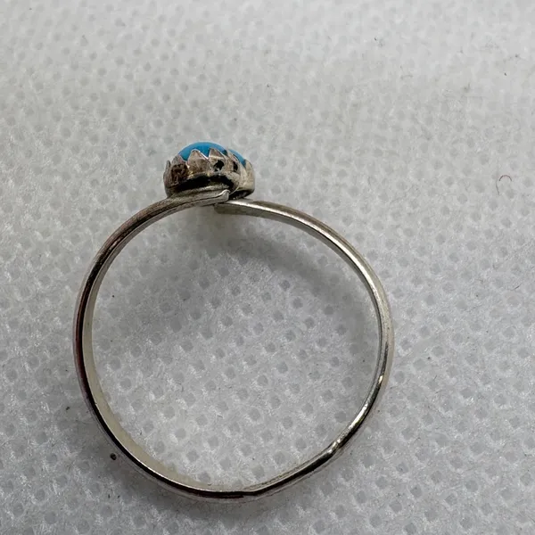 Sterling Silver Kingman Turquoise Adjustable Bypass Ring Size 5.5 0.83g - Image 6