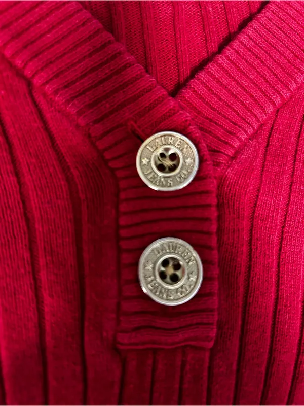 Lauren Jeans Co black label vintage cotton sweater with gold buttons - Image 2