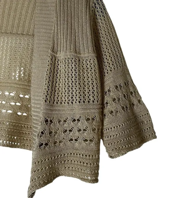 Vintage Y2K Crochet Knit Crop Cardigan Shrug Boho Hippie Festival Size Small - Image 3