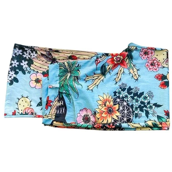 NWT ~ Blue Vintage Look Groovy 70's Polyester Floral Birds Flare Leg Pants ~ L - Image 3