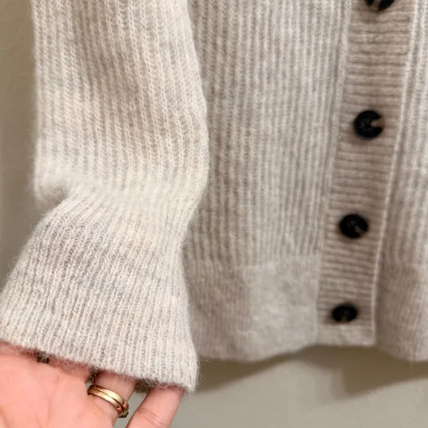 Everlane The Oversized Alpaca‎ Cardigan Oatmeal Cream/Gray Knit XXS Cozy Soft - Image 6