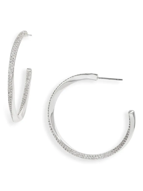 Kendra Scott Ella Pavé Twist Hoop Earrings - Image 2