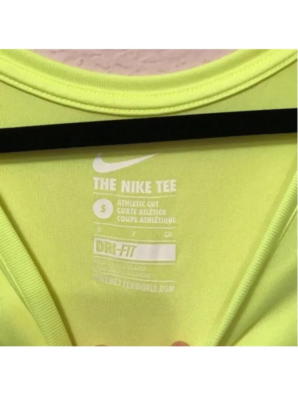 Nike Dri-FIT Neon Yellow V-Neck Athletic T-Shirt‎ - Image 5