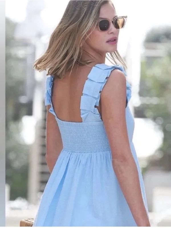 Lake Lolly Midi Dress in Morning Blue 100% cotton size xsmall women’s - Image 8