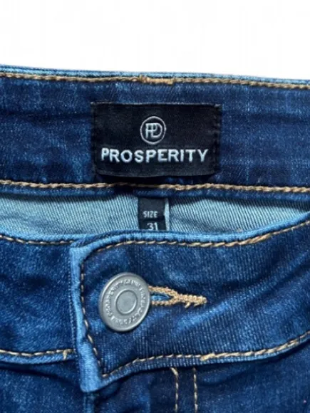 Prosperity Denim Wide Leg Dark Blue Women's Jeans Size 31” Raw Hem Stretchy - Image 4