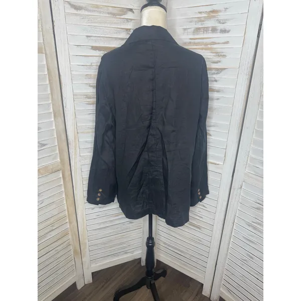 NWT Quince Women's XL European Linen Relaxed Blazer Black Coastal Corporate Flax - Image 5