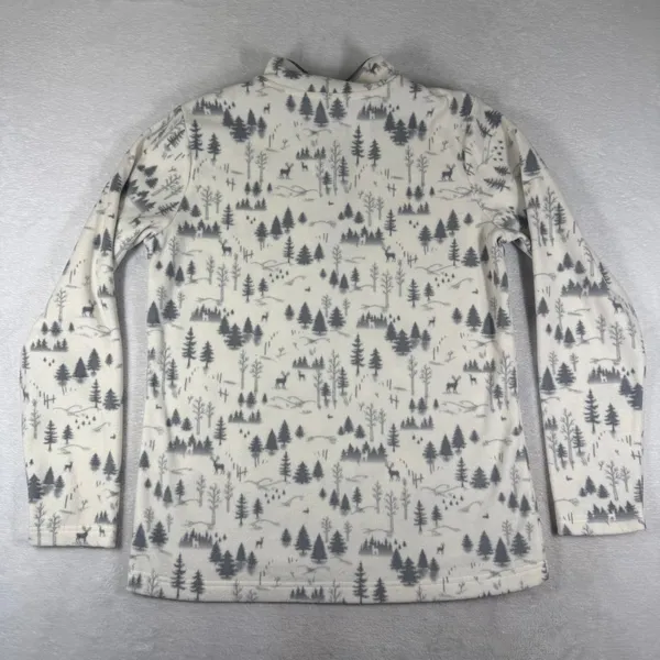 Duluth Trading Co Womens Small Fleece Snap Neck Pullover Forest Deer Print Grey - Image 9