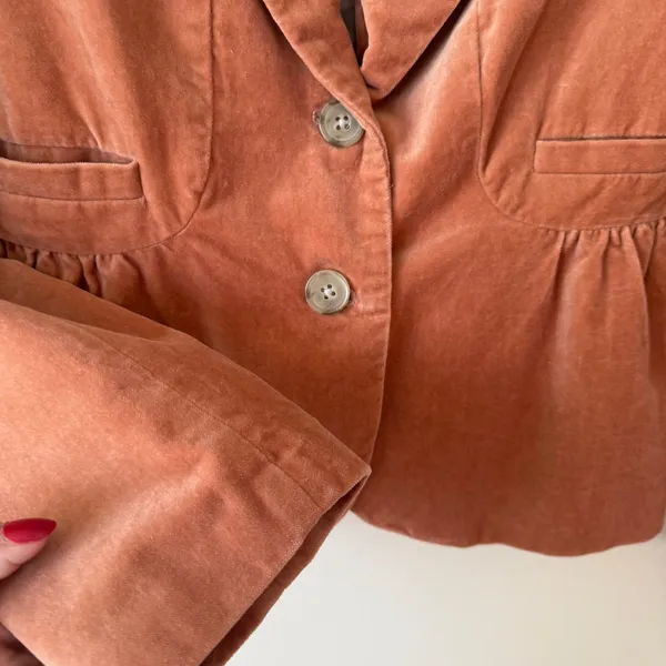 J.Crew Womens Blazer 8 Orange Hue Shawl Collar Peplum Velvet Dark Academia Fall - Image 5