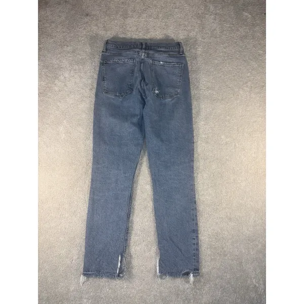 AGOLDE Nico High‎ Rise Denim Blue Jeans Size 26 Raw Hem Button Fly Distressed - Image 8