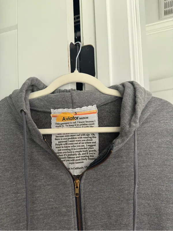 Aviator Nation Bolt Gray Zip-Up Hoodie Lightning Heather - Image 4