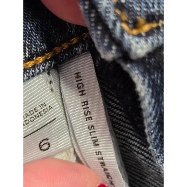 LOFT Outlet Dark Wash Cuffed High Rise Slim Straight Jeans Size 6 - Image 3