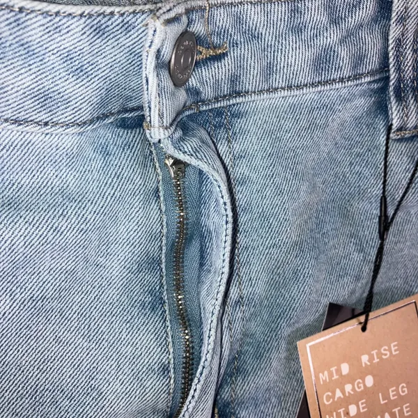 Love Cult Cargo Pants Women 1X 36x29.5 Wide‎ Leg Stretch Utility Denim Jeans NWT - Image 12