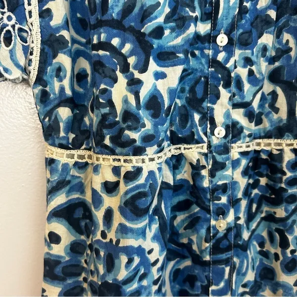 House of Harlow Melba Blue Floral Ruffle Button Front Sleeveless Mini Dress XS - Image 9