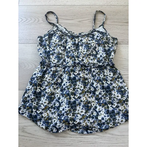 y2k ABERCROMBIE & FITCH floral smocked cami babydoll top SMALL tag - Image 3