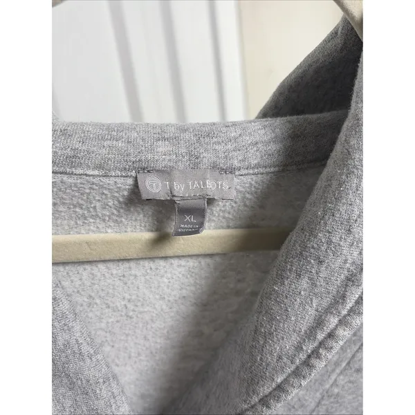 T by Talbots Neck‎ Pullover Melange Shawl Collar Size XL Gray Athleisure Relaxed - Image 5