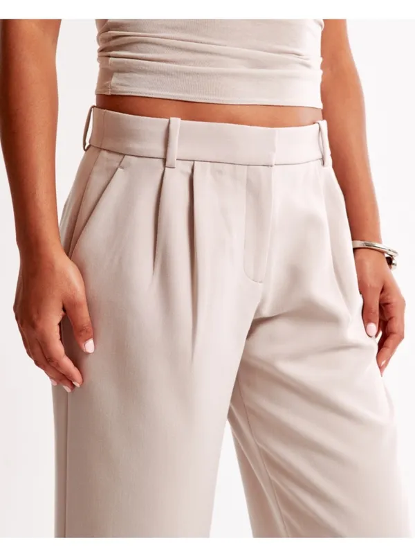 Abercrombie Curve Love Sloane low Rise Tailored Wide Leg Pant Black Size 35L - Image 3
